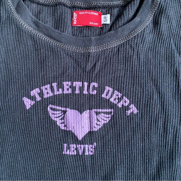 Vintage Levi’s long sleeve shirt waffle knit Y2K style fitted long sleeve - Picture 3 of 6